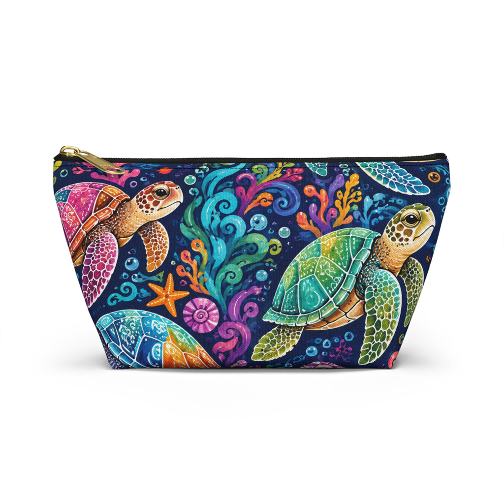 Sea Turtle Cosmetic Pouch — Colorful Ocean Accessory Bag