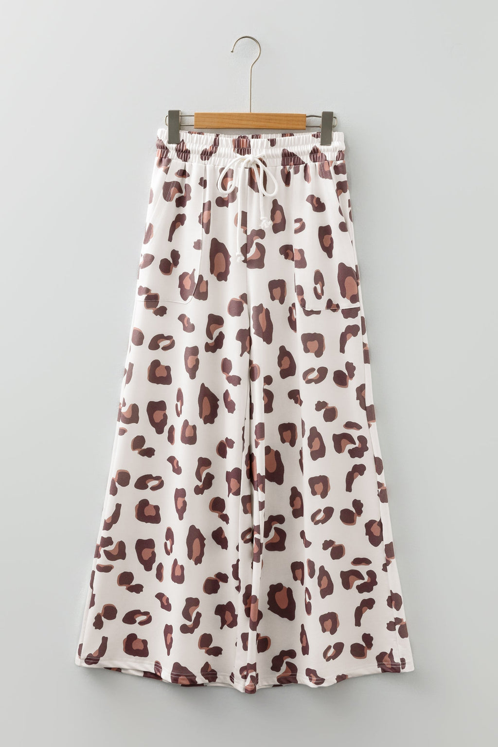 Leopard Drawstring High Waist Pocketed Pants