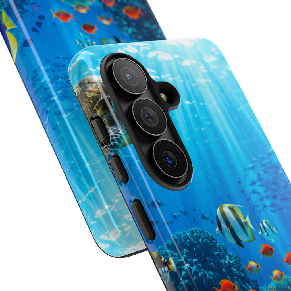 Underwater Ocean Life Tough Phone Case — Coral Reef & Sea Turtle Protective Cover