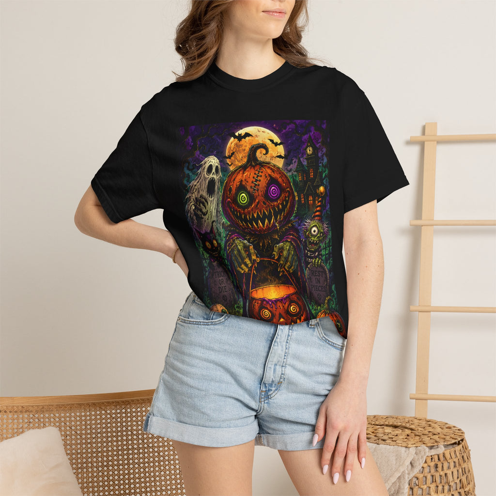 Spooky Halloween Pumpkin Stack T-shirt | Jack-o'-Lanterns, Ghosts, Haunted House