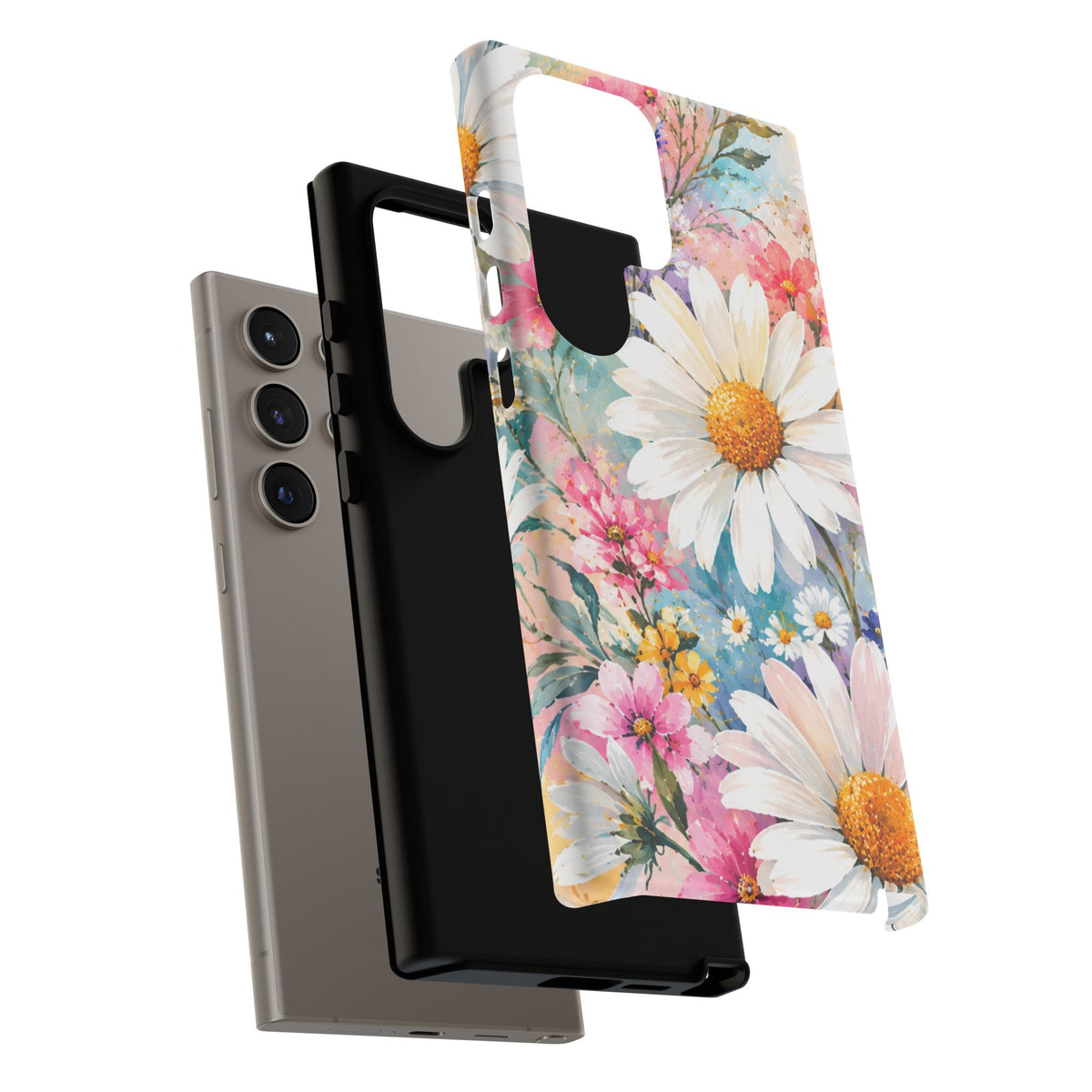 Floral Daisy Phone Case — Watercolor Daisies Protective Tough Case