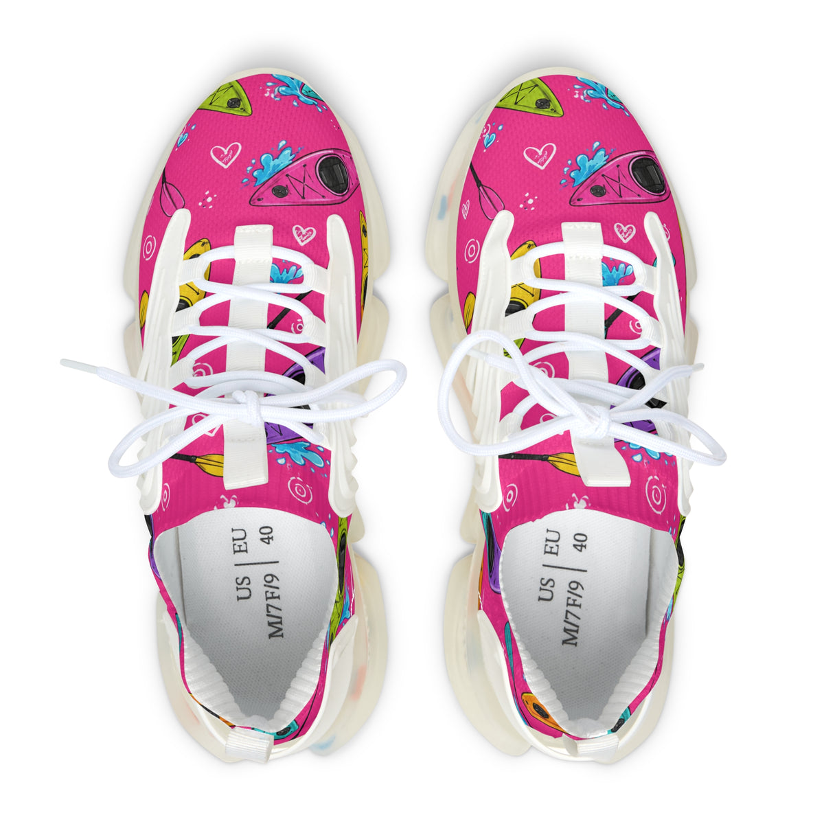 Women’s Mesh Sneakers — Pink Retro Cassette Print Athletic Shoes