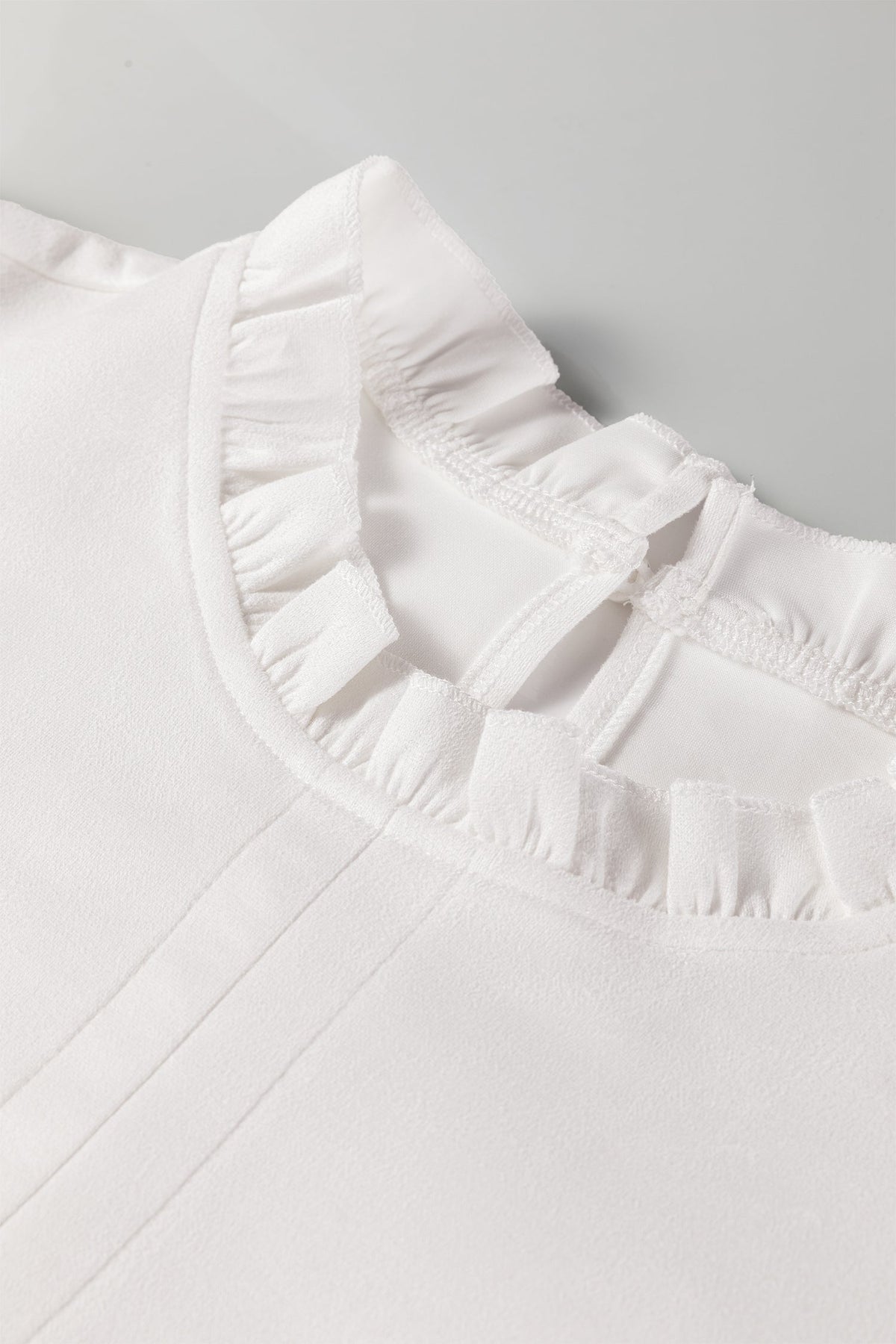Frilled Round Neck Puff Sleeve Mini Dress