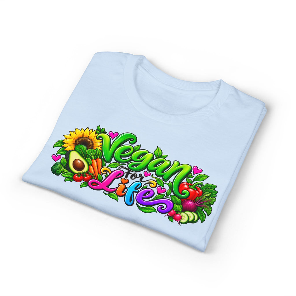 Vegan Life T‑Shirt — Colorful Sunflower & Avocado Plant-Based Pride Tee