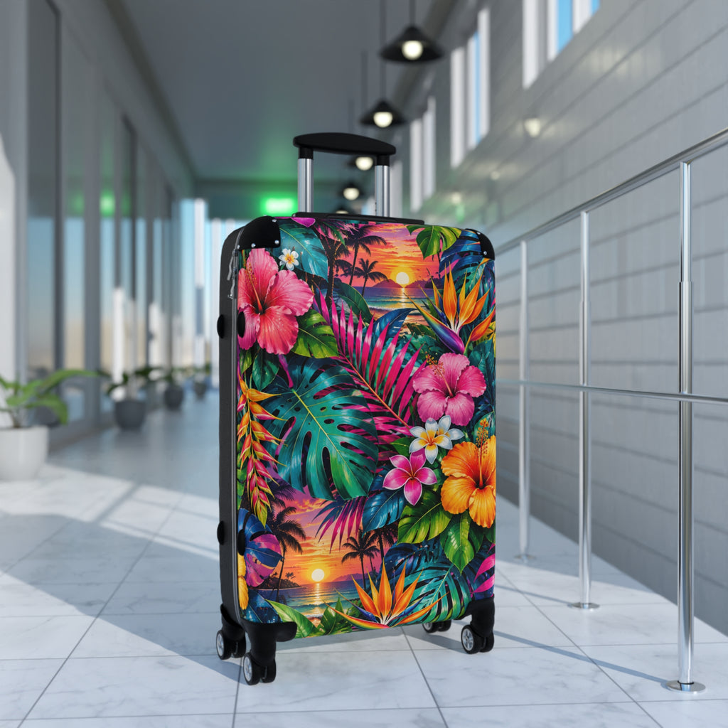 Tropical Sunset Suitcase – Vibrant Hibiscus Travel Luggage