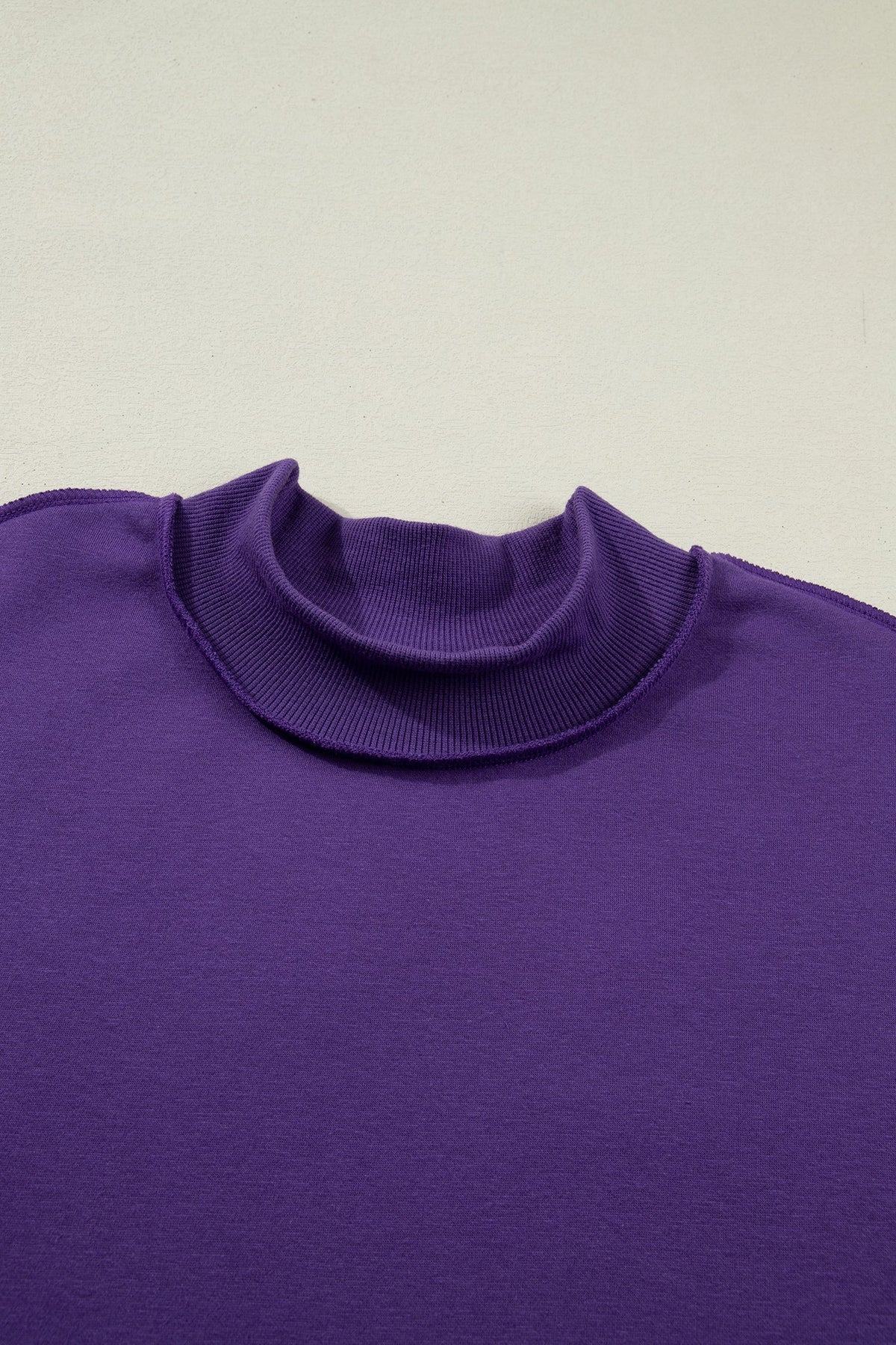 Solid Mock Neck Drop Shoulder Oversize Sweatshirt