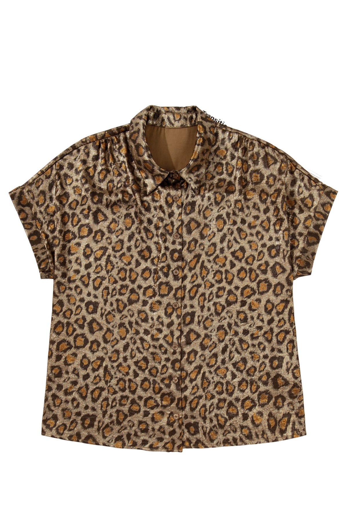 Plus Size Leopard Dolman Sleeve Buttoned Shirt