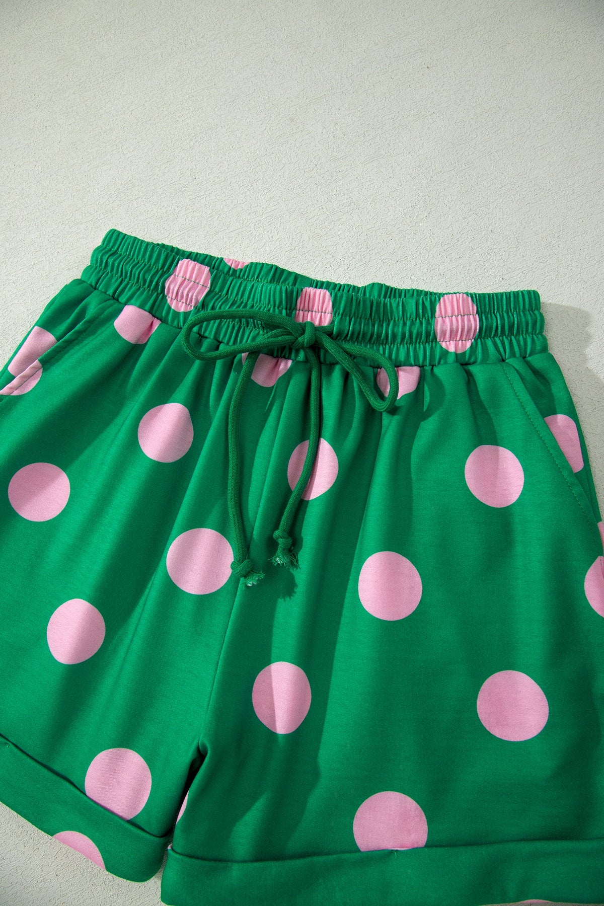 Polka Dot V-Neck Tee & Drawstring Shorts Set