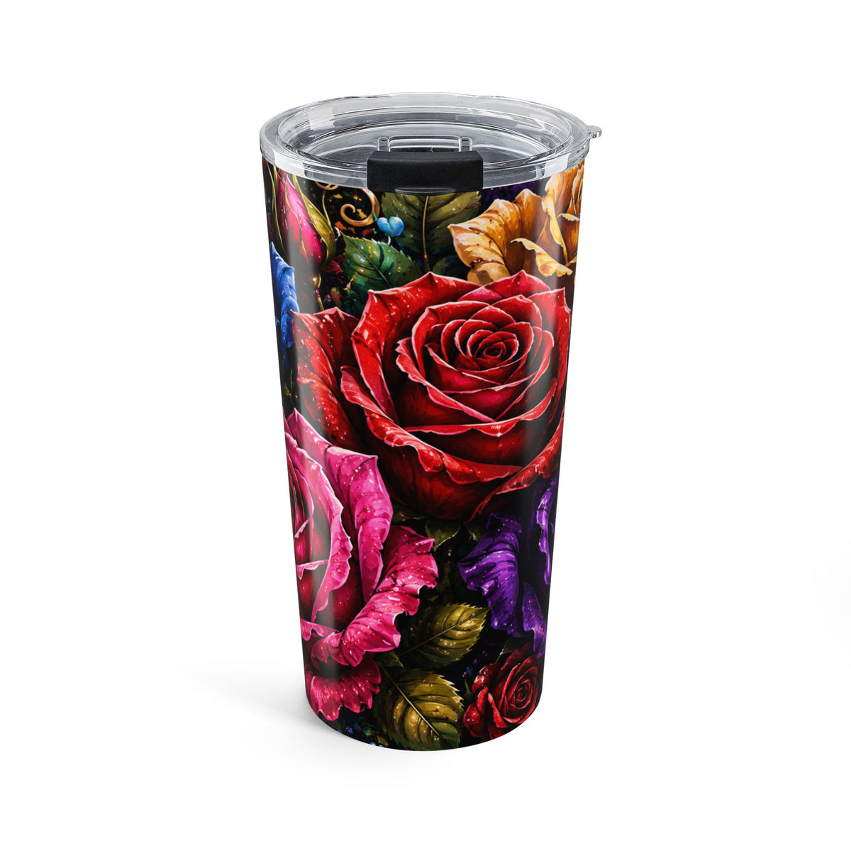 20oz Floral Rose Tumbler - Colorful Romantic Stainless Steel Travel Cup