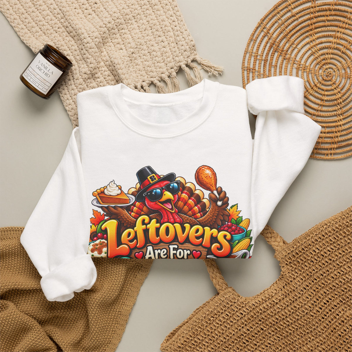 Sweatshirt — "Leftovers Are For Quitters" Thanksgiving Turkey Graphic Crewneck