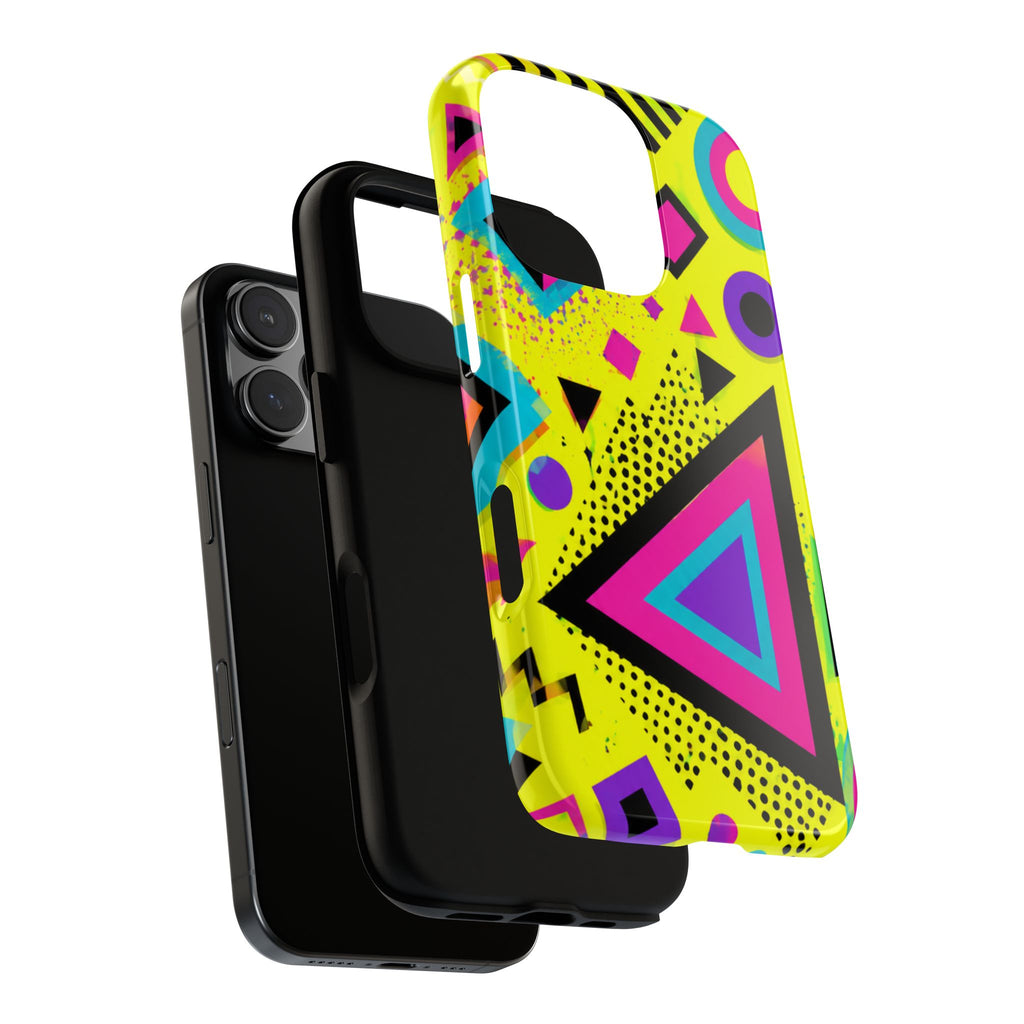 Retro 80s Geometric Phone Case — Neon Memphis Triangle Design