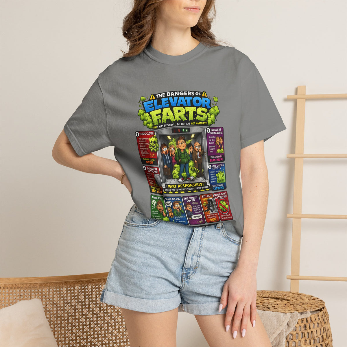 Elevator Farts chart T-shirt | Funny Bathroom Humor Tee