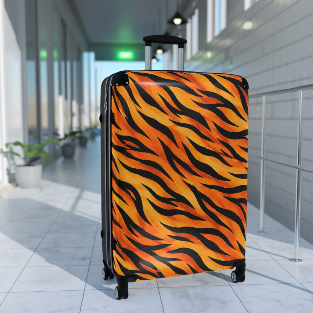 Tiger Stripe Carry-On Suitcase – Bold Orange Animal Print Luggage