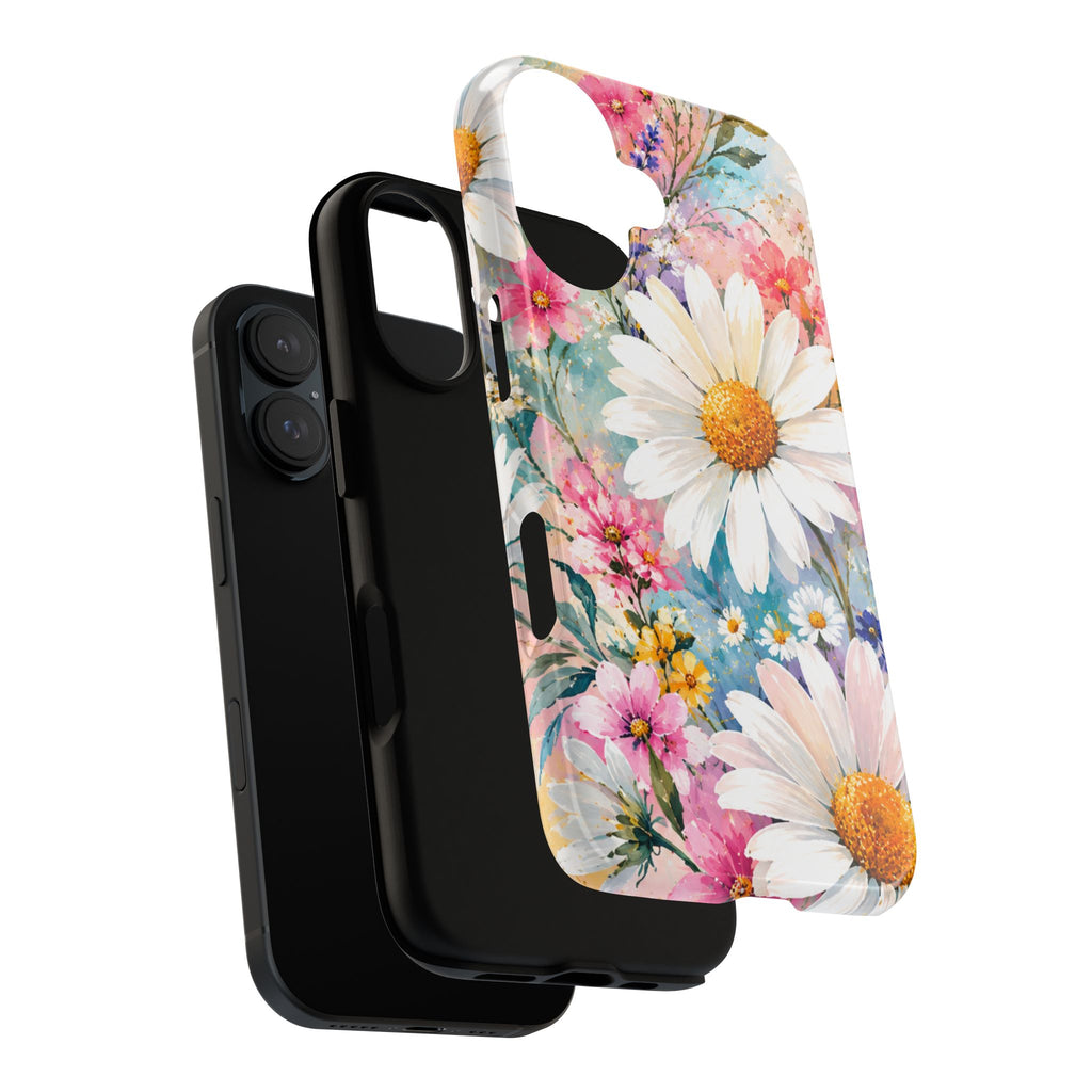Floral Daisy Phone Case — Watercolor Daisies Protective Tough Case