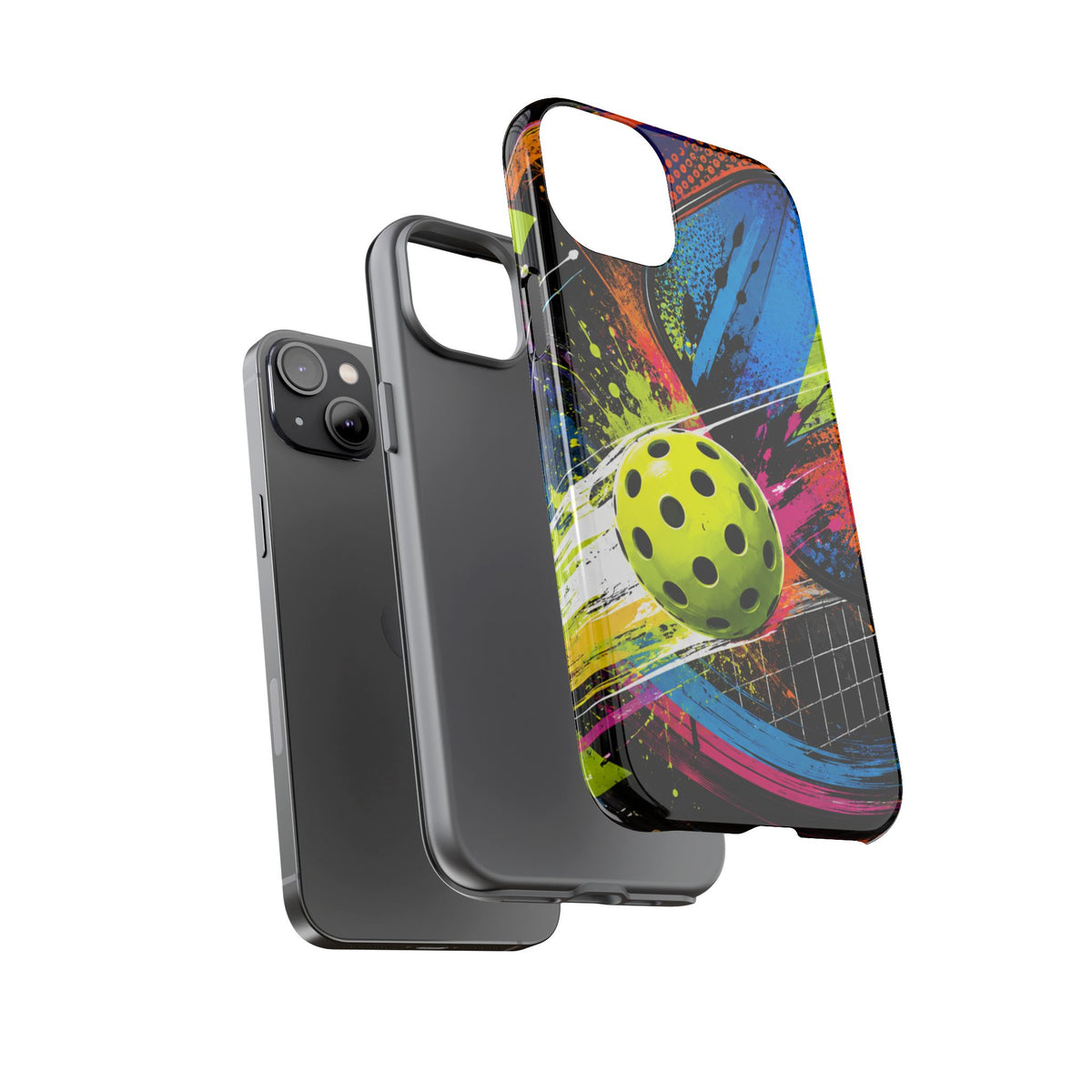 Pickleball Phone Case – Neon Paddle & Ball Splash Tough Case