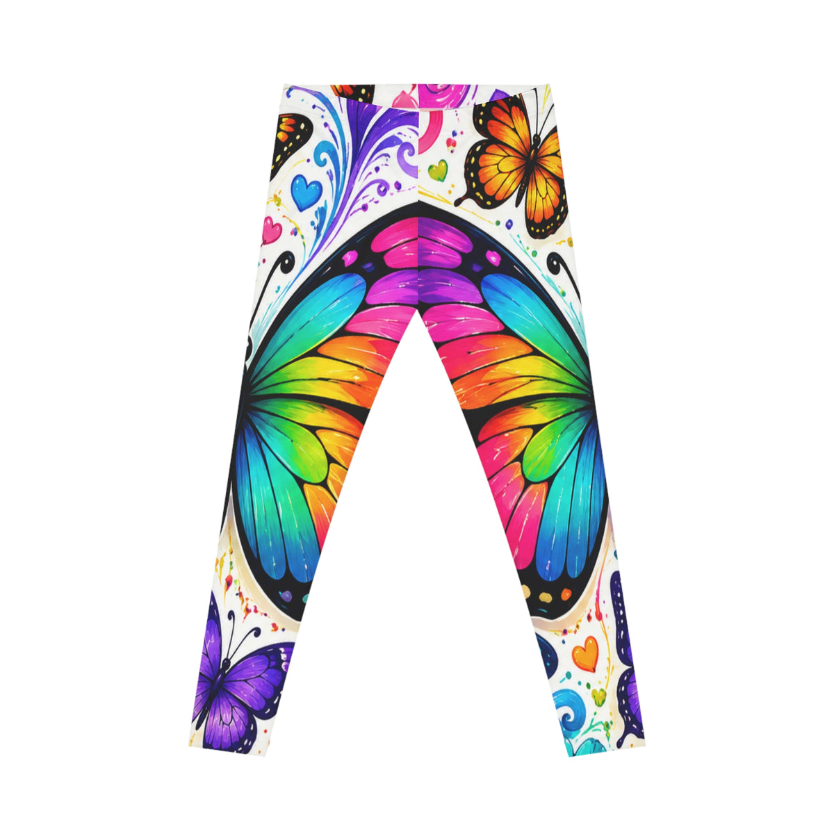Rainbow Butterfly Leggings — Women's Colorful All-Over Print Yoga & Casual Tights