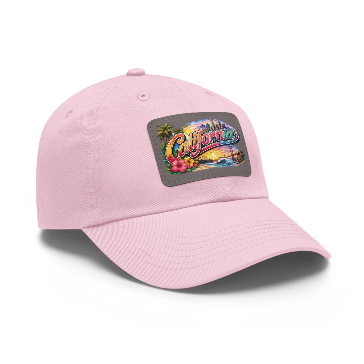 California Beach Patch Dad Hat | Leather Rectangle Patch