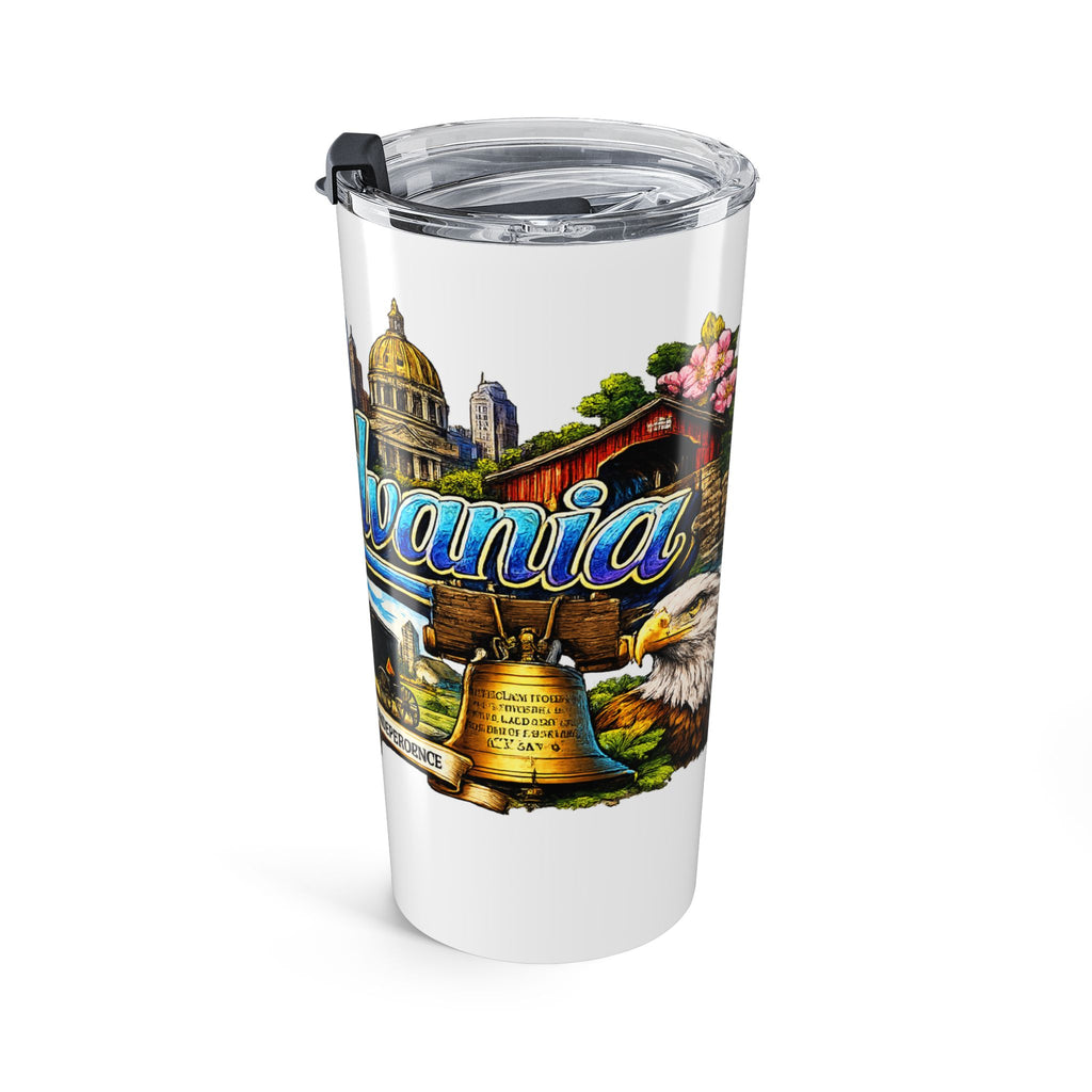 Pennsylvania State Scene Tumbler 20oz | PA skyline, eagle, state flag
