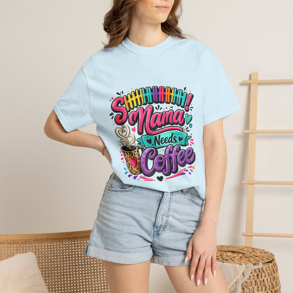 Mama Needs Coffee T-shirt | Colorful Coffee Cup Typography