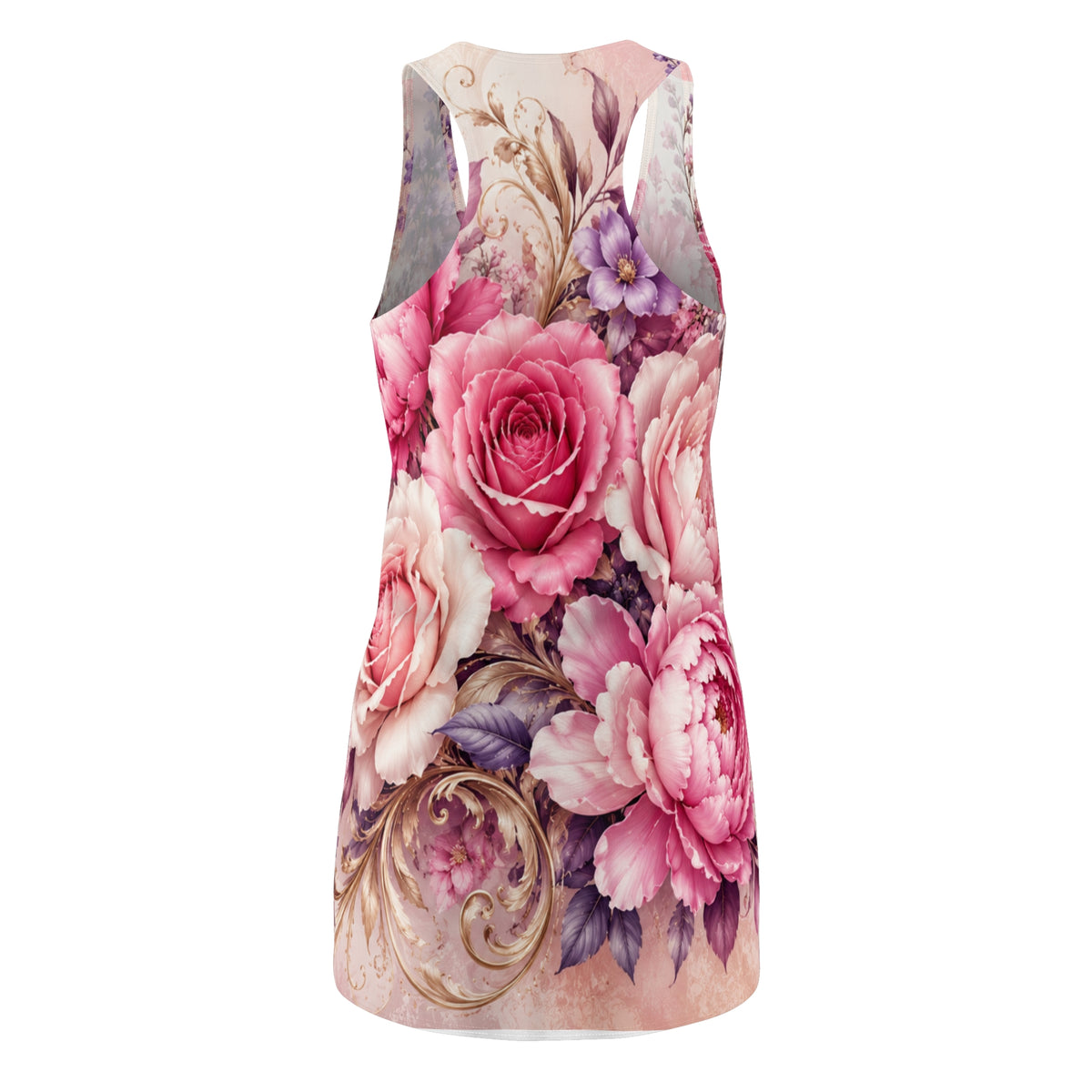 Floral Rose Racerback Dress – Vintage Pink Garden Print