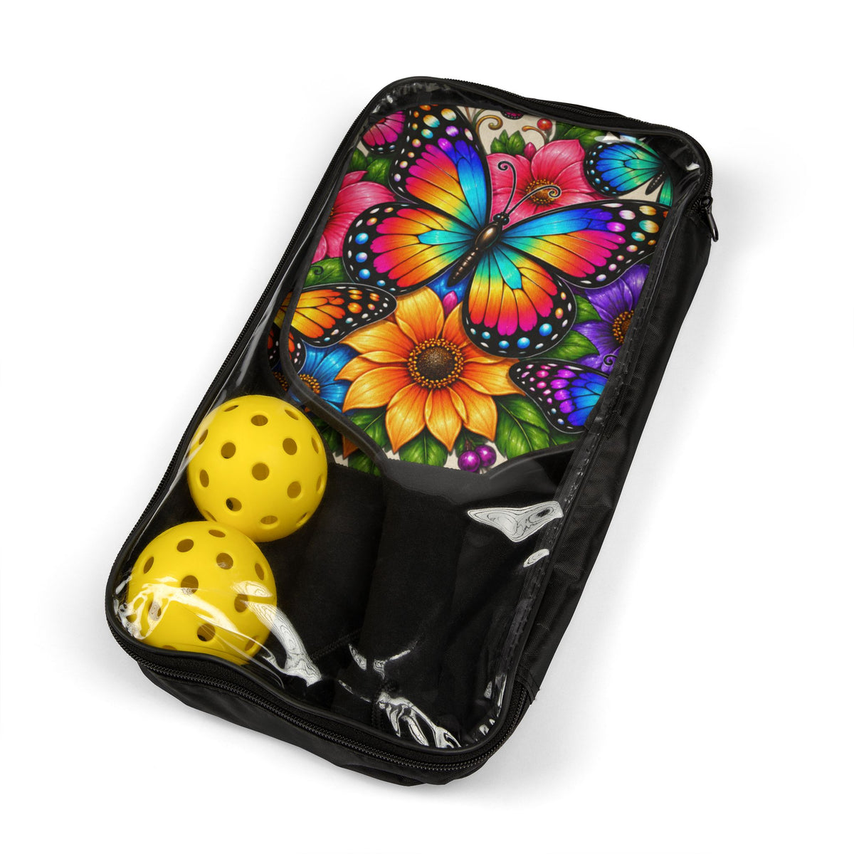 Rainbow Butterfly Sunflower Pickleball Paddle Set | Pickleball Kit