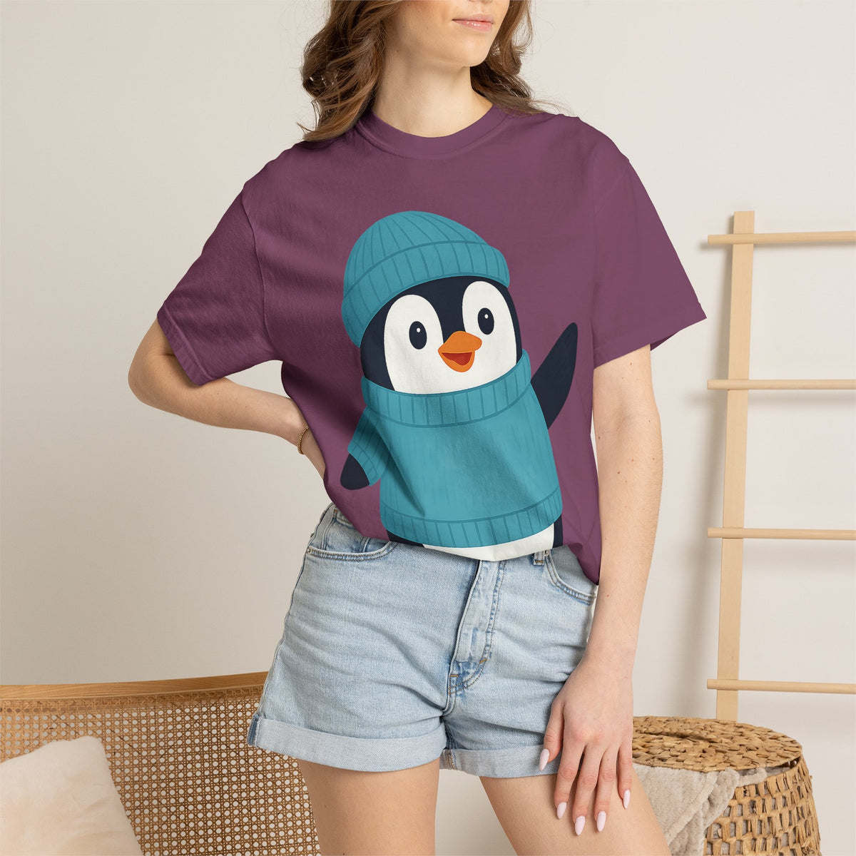 Cute Penguin in Blue Knit Tee