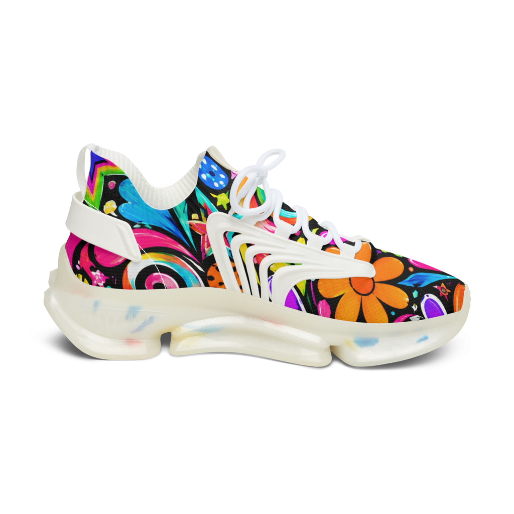 Women’s Mesh Sneakers — Colorful Flower Power Floral Athletic Shoes