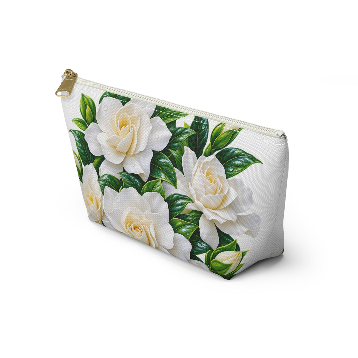 Gardenia Floral Accessory Pouch — T‑Bottom Makeup & Travel Cosmetic Bag