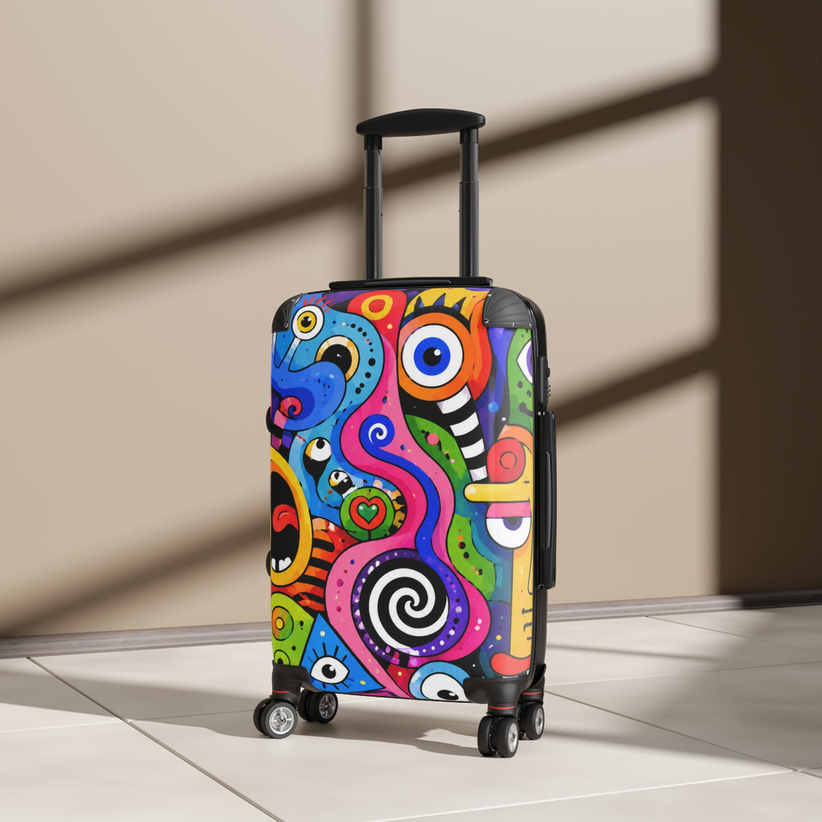Colorful Abstract Art Suitcase – Vibrant Pop-Modern Carry-On for Travelers