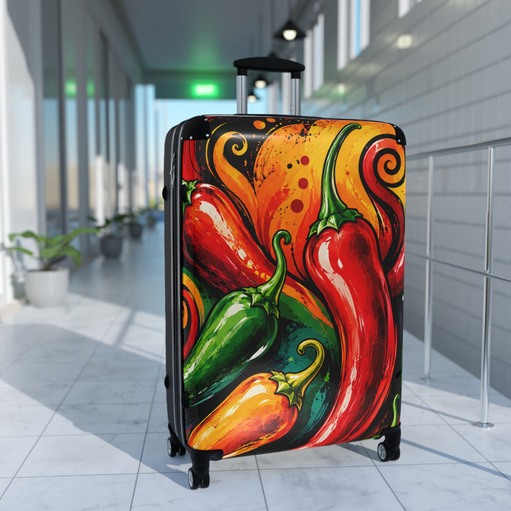 Chili Pepper Carry-On Suitcase — Vibrant Spicy Travel Luggage