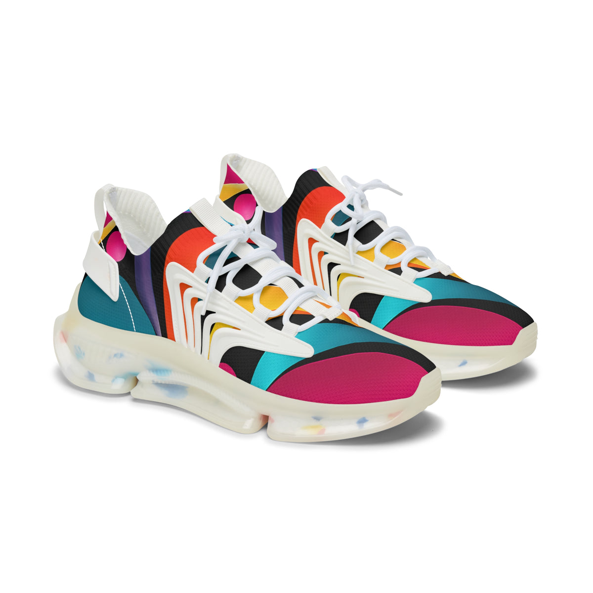 Women's Mesh Sneakers — Colorful Retro Wave Athletic Shoes
