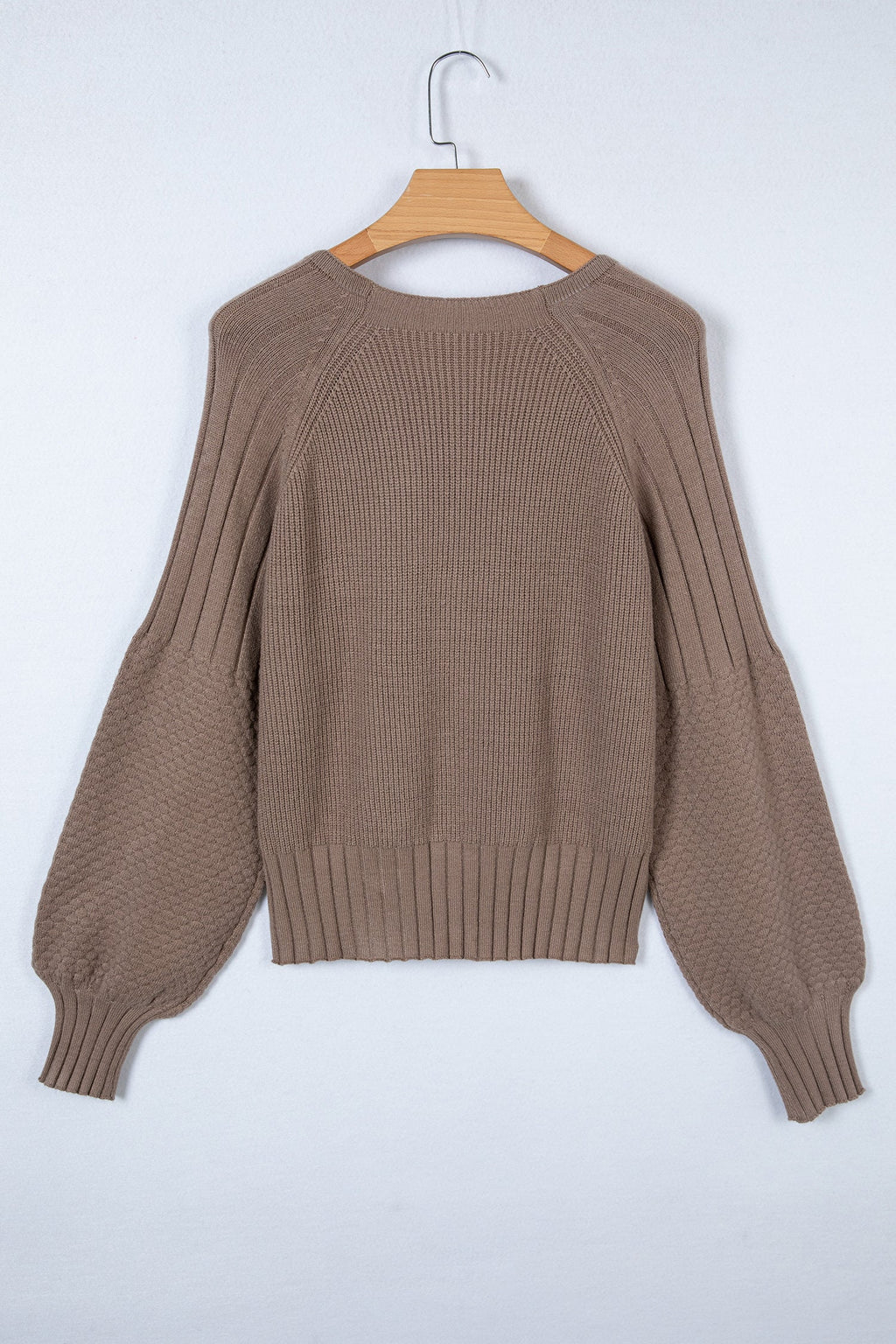 Solid Textured Knit Button Front V-Neck Cardigan