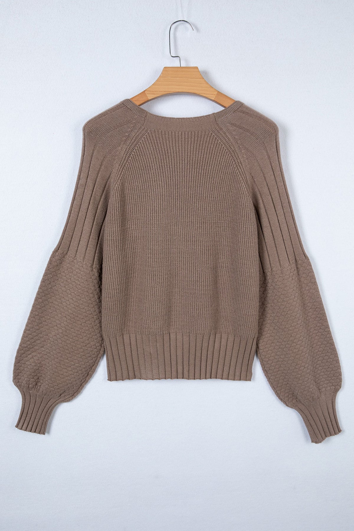 Solid Textured Knit Button Front V-Neck Cardigan