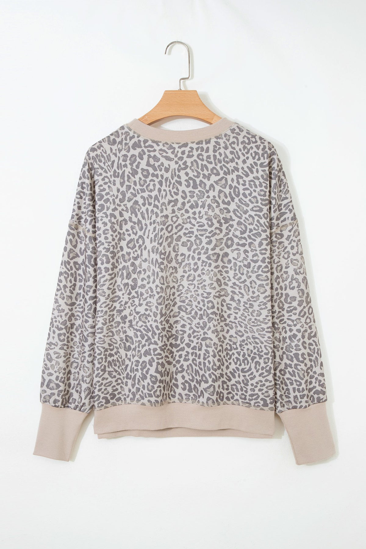 Leopard Patchwork Crew Neck Sweatshirt