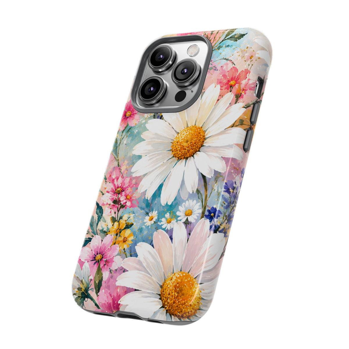 Floral Daisy Phone Case — Watercolor Daisies Protective Tough Case