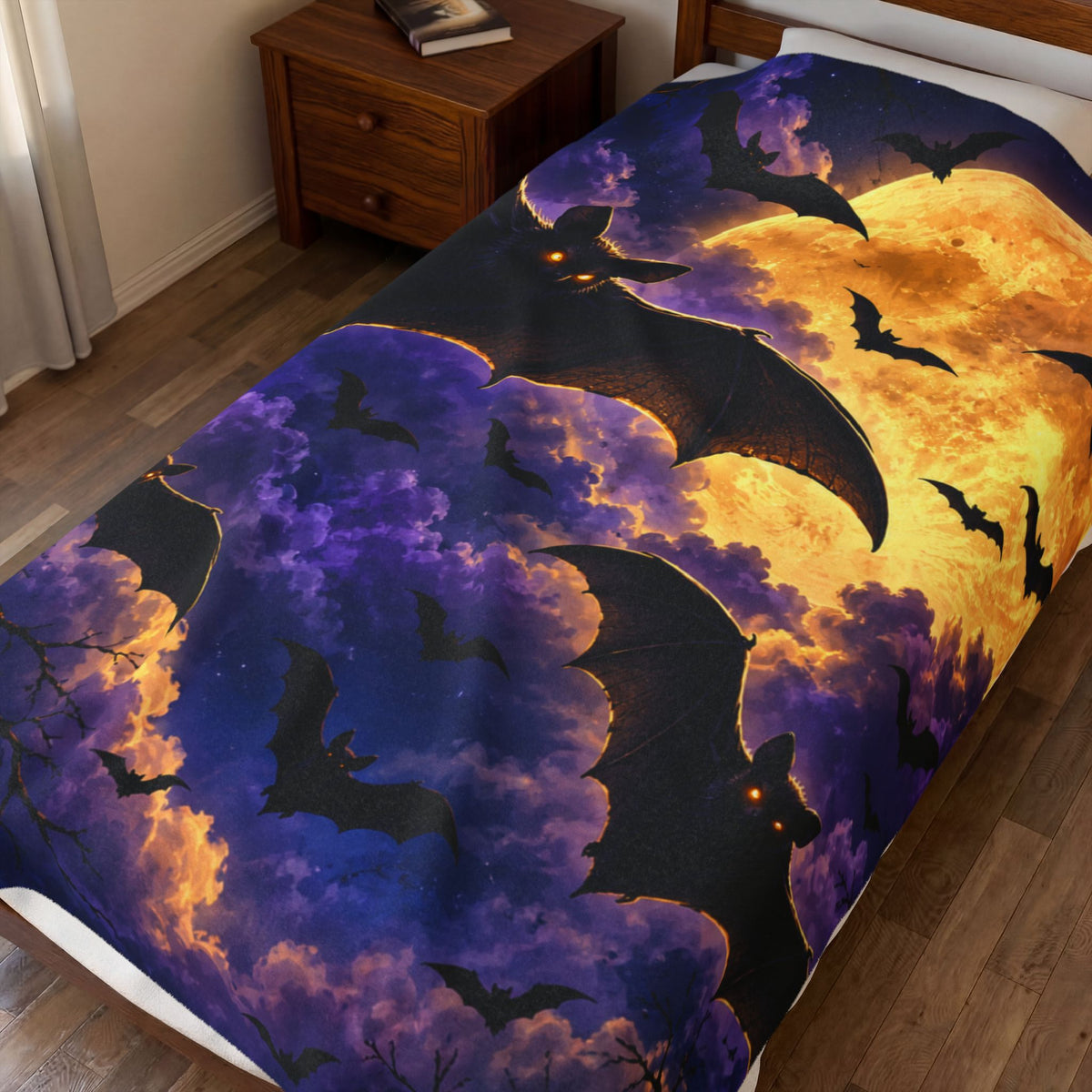 Halloween Bat Moon Velveteen Plush Blanket
