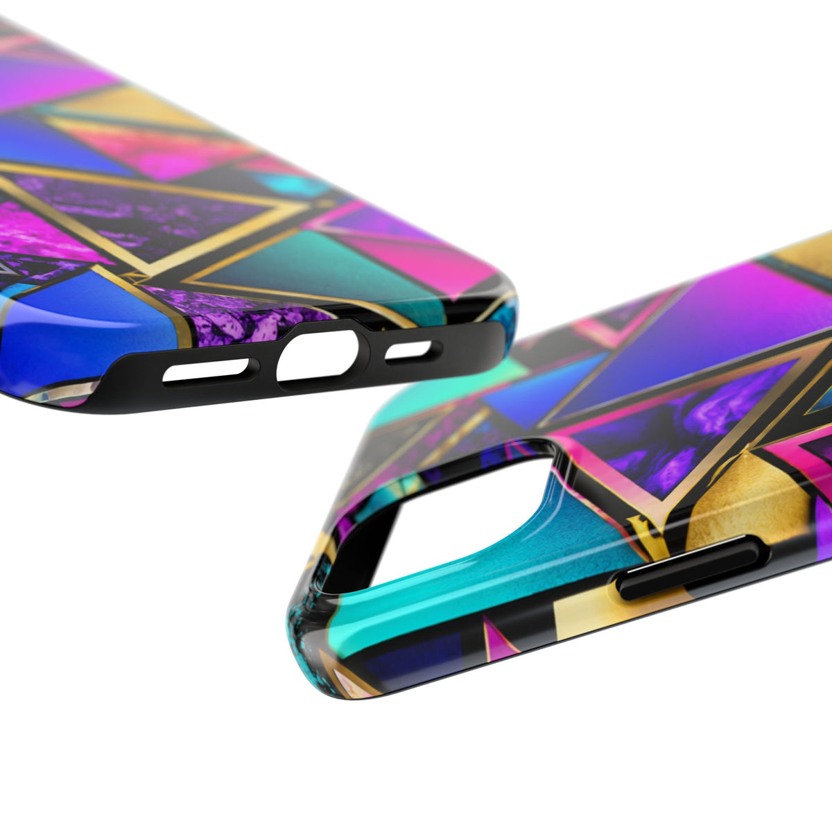 Geometric Neon Triangles Tough Phone Case