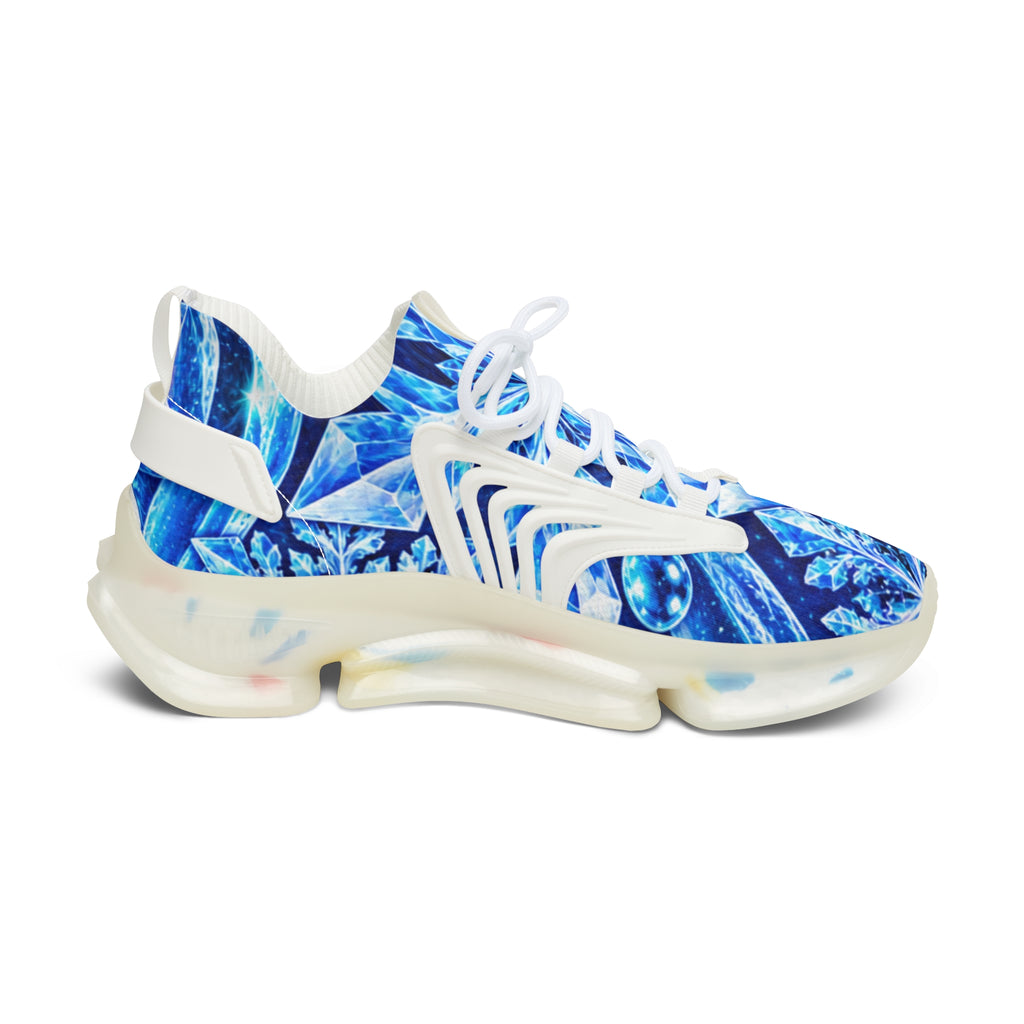 Blue Crystal Mesh Sneakers — Women's Lightweight Athletic Shoes