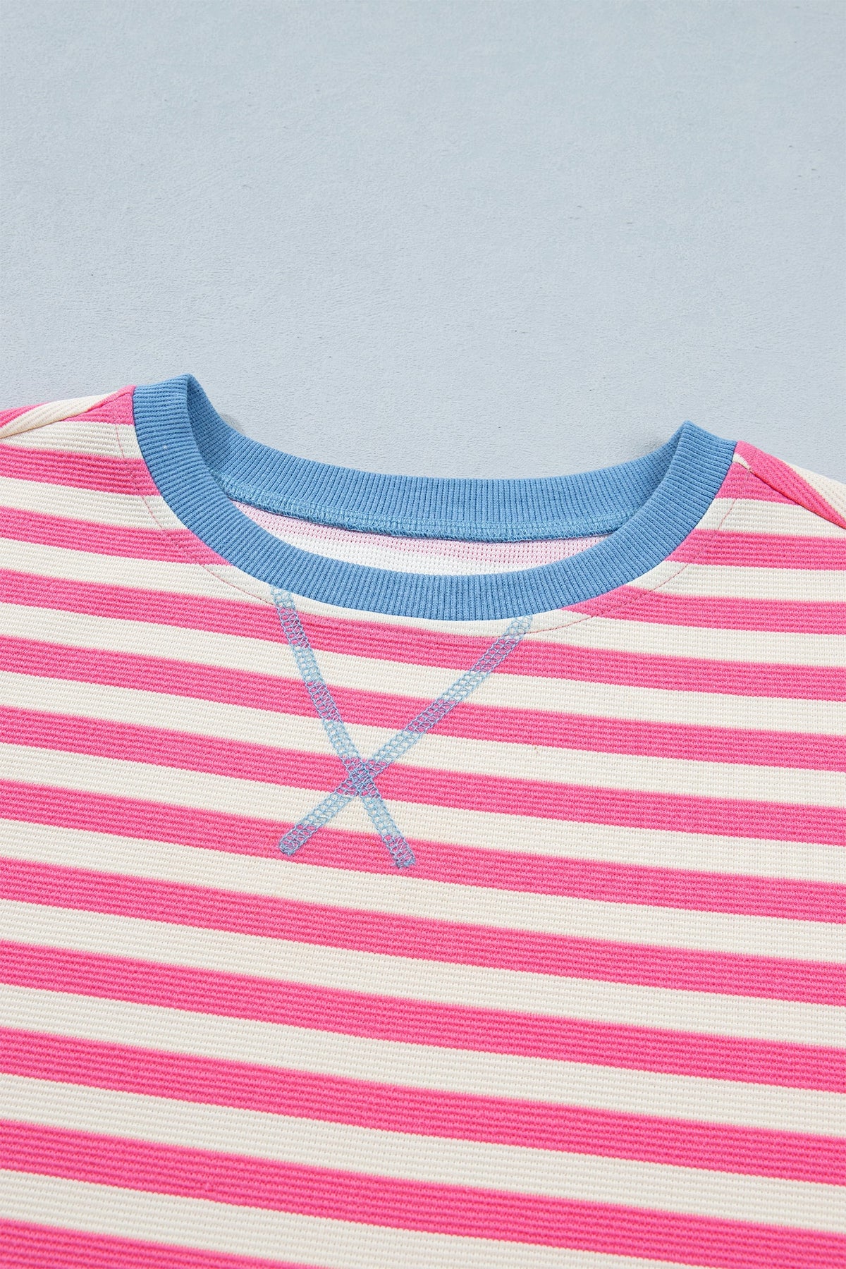 Stripe Contrast Patchwork Short Sleeve Tee
