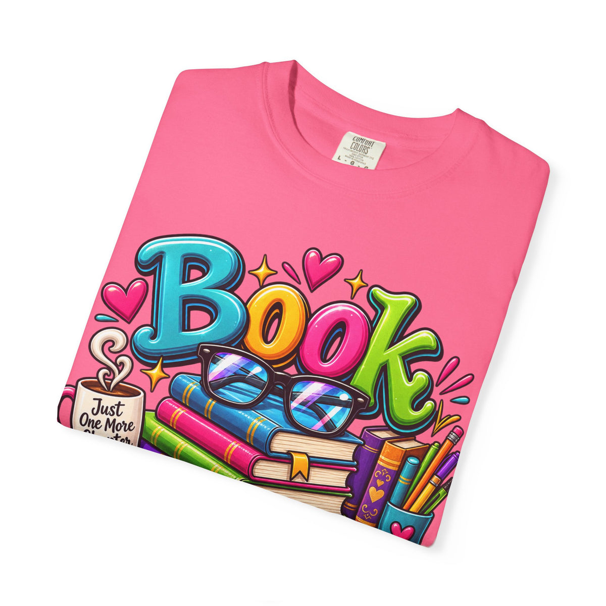 Book Nerd T-Shirt | Colorful Stacked Books Illustration