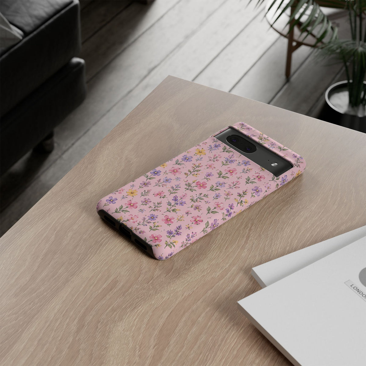 Floral Pink Tough Phone Case — Pastel Wildflower Protective Case