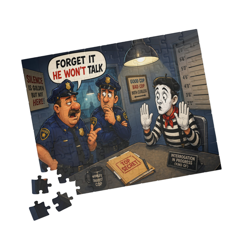 Silent Mime Interrogation Puzzle | Funny Police Cartoon Jigsaw
