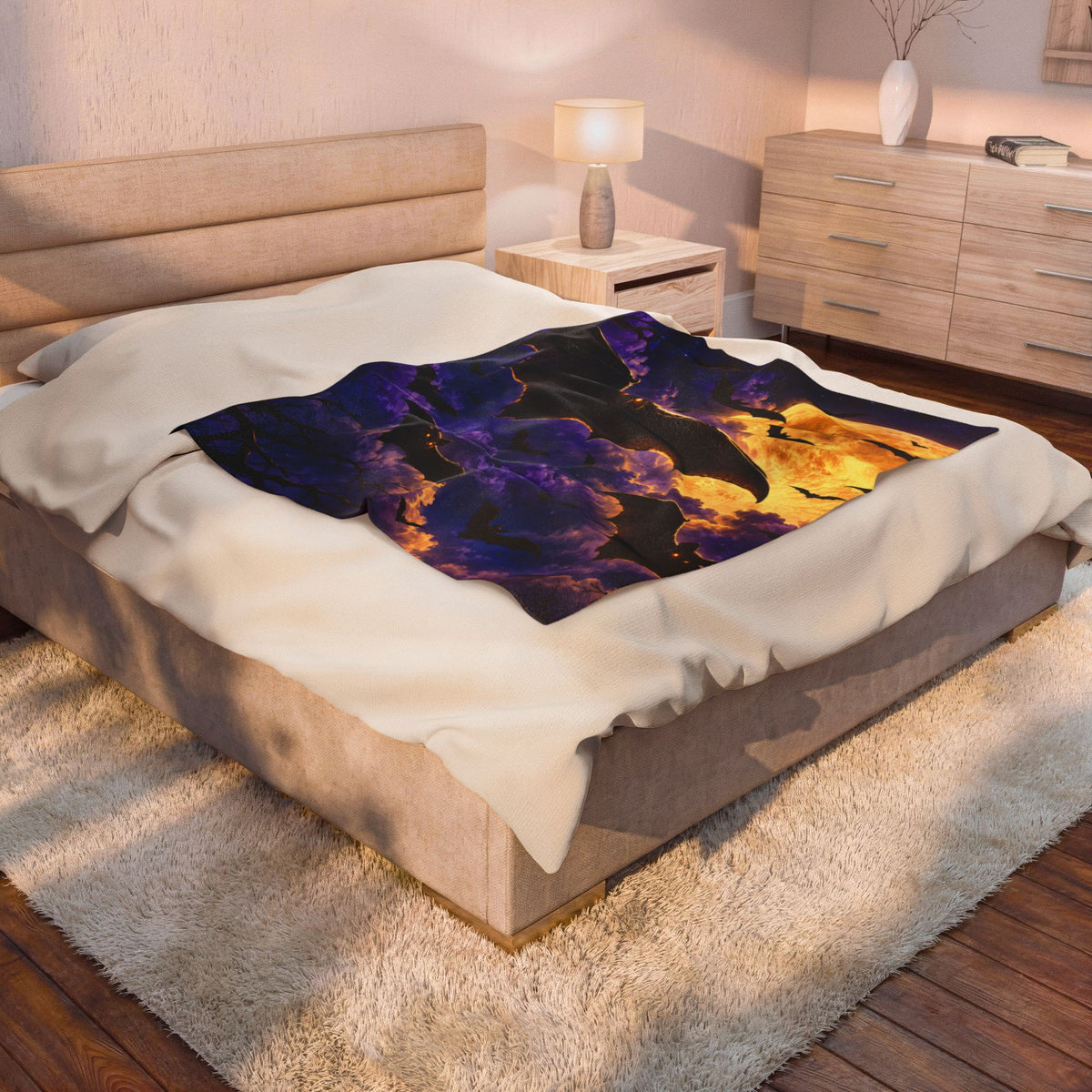 Halloween Bat Moon Velveteen Plush Blanket