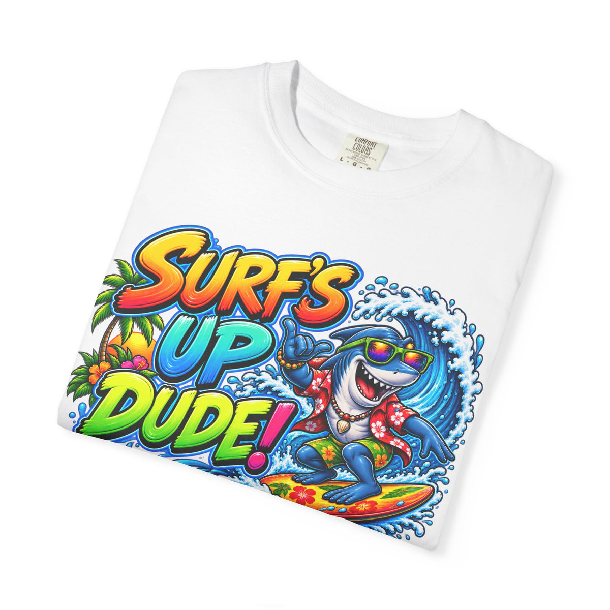 Surf's Up Dude! Surf Shark Graphic T-Shirt