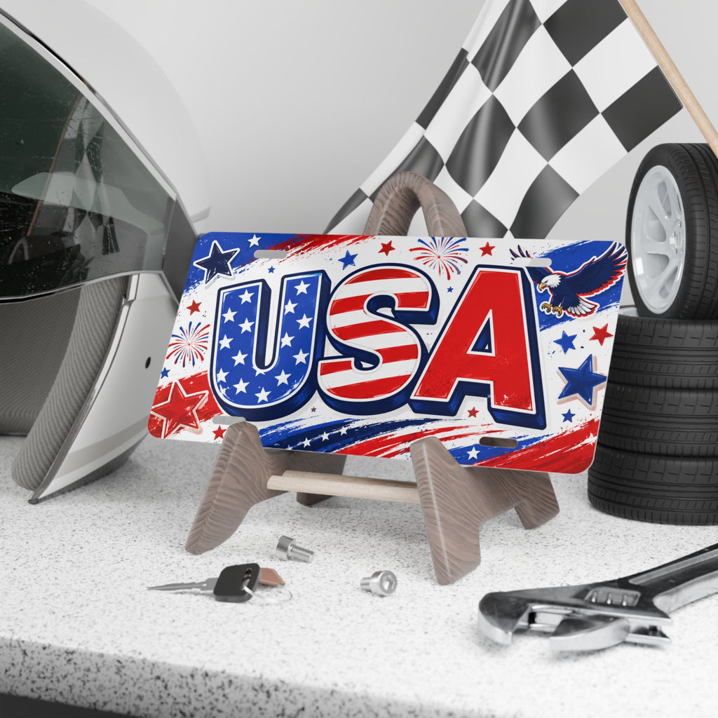 USA Flag Graphic Vanity Plate | Patriotic License Plate