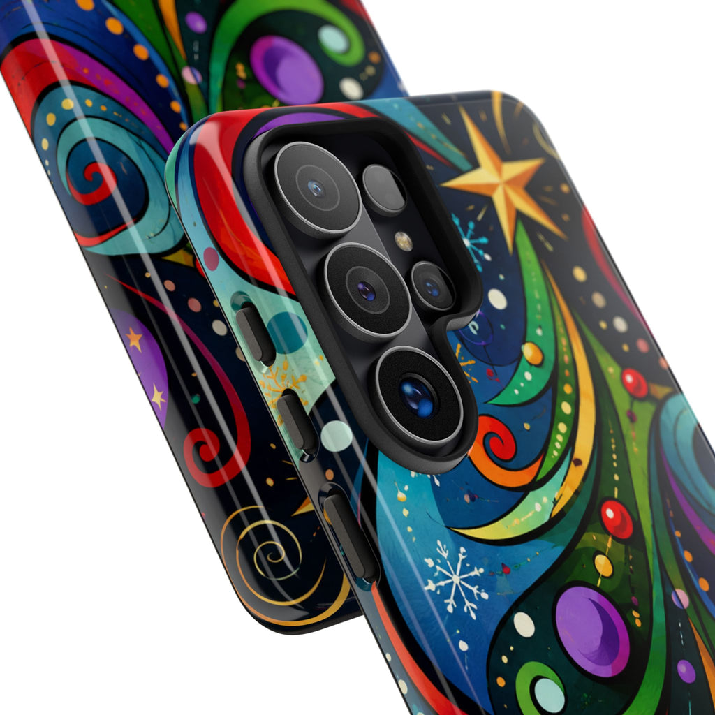 Colorful Swirl Christmas Tree Tough Phone Case