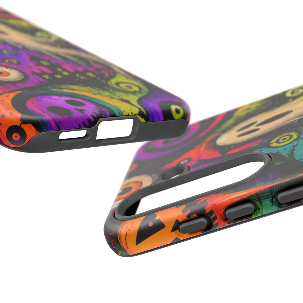 Halloween Ghost Phone Case — Colorful Spooky Skull & Haunted House Tough Case
