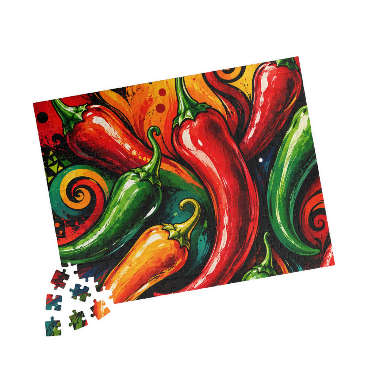 Spicy Peppers Jigsaw Puzzle — Colorful Chili Pepper Art Puzzle (110/252/520/1014 pcs)