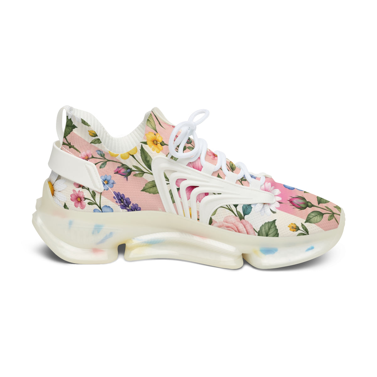 Floral Mesh Sneakers — Women's Breathable Rose & Spring Flower Running Shoes
