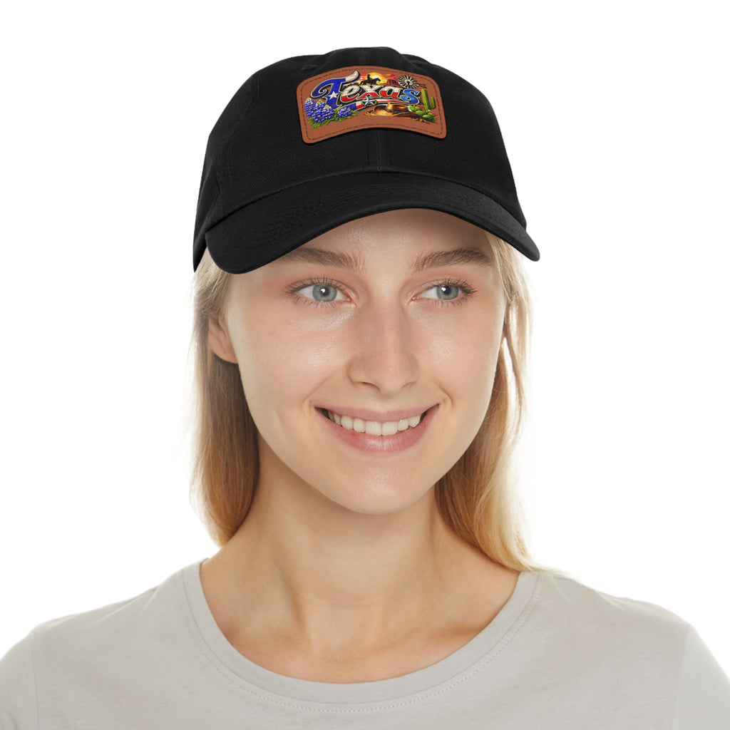 Texas Leather Patch Dad Hat | Retro Lone Star Patch Cap